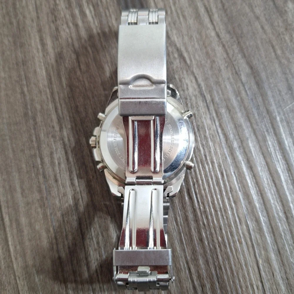 Mens Silver Analog Digital Chronograph Watch 40912KNX S60-05 30M Water Resist